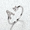 Brass Micro Pave Cubic Zirconia Cuff Rings for Women, Open Rings, Platinum, Letter A, Inner Diameter: 16~19mm
