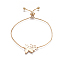 201 Stainless Steel Slider Bracelets, Box Chains, Butterfly, Golden, 9-5/8 inch~9-7/8 inch(24.5~25cm), Links: 19x21x1.5mm