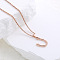 Stainless Steel Letter Pendant Necklaces for Women Men, Rose Gold, Letter U