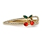Cherry Golden Alloy Alligator Hair Clips, Hair Accessories for Women & Girls, with Resin & Rhinestone, Teardrop, 60.5x19x16mm