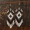 Bohemian Style Tassel Dangle Earrings, with Geometric Glass Beads Handmade, Platinum, Black, 120x32mm
