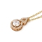 Brass Micro Pave Cubic Zirconia Pendant Necklaces,  Glass Jewelry for Women, 201 Stainless Steel Cable Chain Necklaces, Gourd, 16.06 inch(40.8cm), Pendant: 17.5x10mm