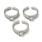 Natural Aquamarine Adjustable Rings, with Platinum Brass Findings, Long-Lasting Plated, Jewely for Women, Rectangle, 5.2mm, Inner Diameter: Adjustable