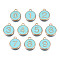 Light Gold Plated Alloy Enamel Charms, Enamelled Sequins, Flat Round with Number, Number 0~9, Light Sky Blue, 14.5x12x2.5mm, Hole: 1.4mm, 10pcs/set