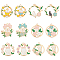 24Pcs 12 Styles Alloy Enamel Pendants, Golden, Flat Round Charm, Mixed Color, 29~30x27~33x1.5mm, Hole: 1.8~2mm, 2pcs/style