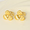 Stylish 304 Stainless Steel Clover Cuff Ring for Women, Adjustable Opening Ring, Golden, 23mm, Inner Diameter: 17mm