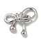 Rack Plating Alloy Pendant, Lead Free & Cadmium Free, Bowknot, Platinum, 18.5x21.5x5.5mm, Hole: 3x1.5mm