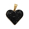 201 Stainless Steel Clay Pendants, with Rhinestones, Heart, Real 18K Gold Plated, Jet, 18x20x3.5mm, Hole: 3.5x6.5mm