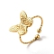 Ion Plating(IP) 304 Stainless Steel Butterfly Open Cuff Rings for Women, Real 18K Gold Plated, US Size 7 3/4(17.9mm)