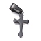 304 Stainless Steel Pendants, Cross, Laser Cut, Electrophoresis Black, 19x10x1.5mm, Hole: 3.5x7mm