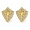 Rack Plating Brass Micro Pave Clear Cubic Zirconia Stud Earrings, Cadmium Free & Lead Free,Real 18K Gold Plated, Star, 16.5x14mm