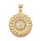 Rack Plating Brass Micro Pave Cubic Zirconia Pendants, Flower, with Jump Ring, Cadmium Free & Lead Free, Long-Lasting Plated, Real 18K Gold Plated, Clear, 22x19.5x3mm, Hole: 4.5x3.5mm