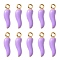 Alloy Enamel Pendants, Cadmium Free & Nickel Free & Lead Free, Light Gold, Hot Horn of Plenty/Italian Horn Cornicello Charms, Lilac, 21x6x6mm, Hole: 2mm