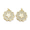 Brass Micro Pave Clear Cubic Zirconia Pendants, Cadmium Free & Lead Free, with Synthetic Opal and Jump Rings, Real 18K Gold Plated, Flower with Star Charms, White, 21.5x20.5x3mm, Hole: 3mm