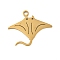 Ion Plating(IP) 304 Stainless Steel Pendants, Laser Cut, Golden, Ocean Animal Charm, Manta Ray, 20.5x25x1mm, Hole: 2mm
