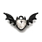 Alloy Glass Pendants, Heart with Wing, Gunmetal, 13x26.5x4.3mm, Hole: 1.8mm