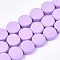 Spray Painted Non-magnetic Synthetic Hematite Beads Strands, Flat Round, Violet, 10x4mm, Hole: 1mm, about 44pcs/strand, 15.7 inch