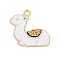 Alloy Enamel Pendants, Lama Charm, Golden, Peru, 27.5x28.5x1.5mm, Hole: 2.5mm