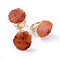 Adjustable Natural Rough Raw Carnelian Finger Rings, with Brass Findings, Nuggets, Golden, Size 8~9, 18~19.5mm