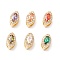 Rack Plating Brass Micro Pave Cubic Zirconia Beads, Long-Lasting Plated, Real 18K Gold Plated, Cadmium Free & Nickel Free & Lead Free, Horse Eye, Mixed Color, 10x6x6mm, Hole: 3~5x2mm