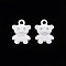 Spray Painted Alloy Charms, Cadmium Free & Lead Free, Bear, White, 14x10x2mm, Hole: 1.6mm