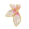 Ion Plating(IP) 304 Stainless Steel Pendants, with Enamel, Real 18K Gold Plated, Leaf Charm, Gainsboro, 34x23x2.5mm, Hole: 1.4mm