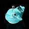 Luminous Translucent Resin Pendants, Shark Charm, with Platinum Tone Iron Loops, Sky Blue, 20.5x23x27mm, Hole: 2.5mm