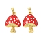 Brass Enamel Pendants, Cadmium Free & Lead Free, Mushroom Charms, Real 18K Gold Plated, 21x14.5x4.5mm, Hole: 4x2mm