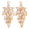 6Pcs Brass Micro Pave Cubic Zirconia Pendants, Flower Charm, Real 18K Gold Plated, 27x12x4.5mm, Hole: 1.4mm