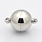 Tarnish Resistant Round 304 Stainless Steel Magnetic Clasps with Loops, Stainless Steel Color, 23x16mm, Hole: 2mm