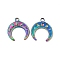 Ion Plating(IP) 304 Stainless Steel Pendants, Double Horn/Crescent Moon Charm, Rainbow Color, 22.5x20.5x2mm, Hole: 2.7mm