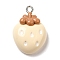 Opaque Resin Pendants, with Platinum Plated Iron Loops, Cornsilk, Strawberry, 26x18x9mm, Hole: 2.5mm