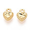 Brass Charms, Long-Lasting Plated, Nickel Free, Real 18K Gold Plated, Heart, 9.5x7.5x3.5mm, Hole: 1.4mm