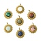 Faceted Natural & Synthetic Mixed Gemstone Pendants, Sun Charms, with Ion Plating(IP) 304 Stainless Steel Settings, Real 14K Gold Plated, 22x19.5x5mm