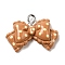 Opaque Resin Pendants, with Platinum Plated Iron Loops, Peru, Bowknot, 17x25.5x7mm, Hole: 2.5mm