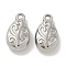Anti-Tarnish 304 Stainless Steel Charms, Teardrop with Flower Charm, Stainless Steel Color, 14.5x8.5x4.5mm, Hole: 1.6mm