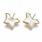 Brass Peg Bails Pendants, for Half Drilled Beads, with Freshwater Shell, Nickel Free, Real 18K Gold Plated, 11x12.5x2.5mm, Hole: 2x1mm, Pin: 0.8mm