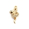 Brass Micro Pave Cubic Zirconia Pendants, Snake Charms, Golden, 19x10x4.5mm, Hole: 1.5mm