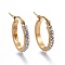 201 Stainless Steel Hoop Earrings, with Rhinestone, Oval, Golden, 24x19.5x3.1mm, Pin: 0.8mm