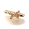 Brass Micro Pave Clear Cubic Zirconia Spacer Bars, Cadmium Free & Nickel Free & Lead Free, Bowknot, 3-Hole, Real 18K Gold Plated, 6.5x12.5x7mm, Hole: 1.2mm