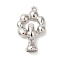 Brass Fold Over Clasps, Cadmium Free & Nickel Free & Lead Free, Long-lasting Plated, Flower, Real Platinum Plated, 24mm, Hole: 1.3mm