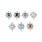 Brass Glass Pendants, Rhombus Charms, with Platinum Tone Findings, Mixed Color, 20x14x5mm, Hole: 1.5mm
