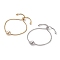 304 Stainless Steel Bolo Bracelets, Slider Bracelets, with Crystal Rhinestone and Box Chains, Flat Round, Golden & Stainless Steel Color, Inner Diameter: 1/2~3 inch(1.2~7.5cm)