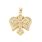 Brass Micro Pave Cubic Zirconia Pendants, Cadmium Free & Lead Free, Cross Wing, Real 16K Gold Plated, 29x25.5x4.5mm, Hole: 4.5x3.5mm