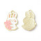 Alloy Enamel Pendants, Rabbit with Carrot Charm, Golden, White, 21x13.5x2mm, Hole: 2mm