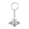 Bat Alloy Pendant Keychain, Halloween Theme, with Iron Split Key Rings, Antique Silver & Platinum, 8cm