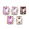 Brass Glass Rhinestone Sew on Rhinestones, Faceted, Rectangle, Platinum, 15x11x6.5mm, Hole: 1mm