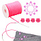 1Roll Hollow Pipe PVC Tubular Synthetic Rubber Cord, with 4Pcs Plastic Cord Locks, 30Pcs Eco-Friendly ABS Plastic Knitting and 1Pc Organza Gift Bags, Pearl Pink, 3~22mm, Hole: 1.5~5.5mm