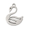 201 Stainless Steel Pendants, Swan Charms, Stainless Steel Color, 17.5x13.5x1mm, Hole: 1.4mm