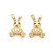 Brass Micro Pave Clear Cubic Zirconia Pendants, Cadmium Free & Nickel Free & Lead Free, Rabbit, Real 18K Gold Plated, 20x12x3.5mm, Hole: 1mm